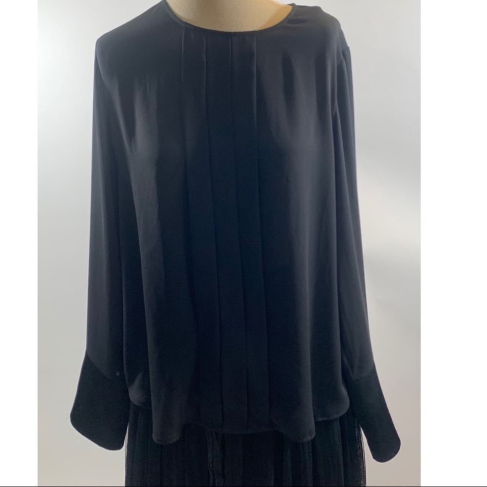 J.Crew Pleated front tuxedo top black size L